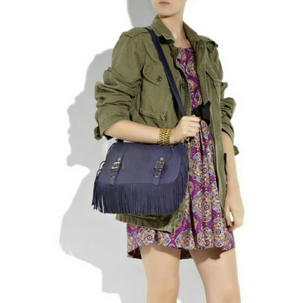 Tory Burch Purple Fringe Crossbody Messenger Purse